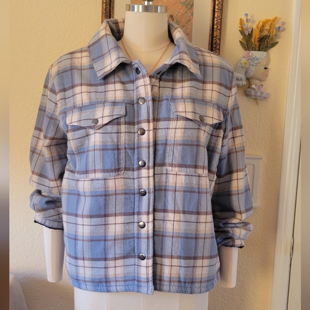 NWT Lucky Brand Plaid Snap Button Jacket